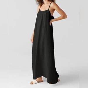 SOL ANGELES Women's Gauzy Cotton Maxi Dress with Side Pockets in BLACK, M/L